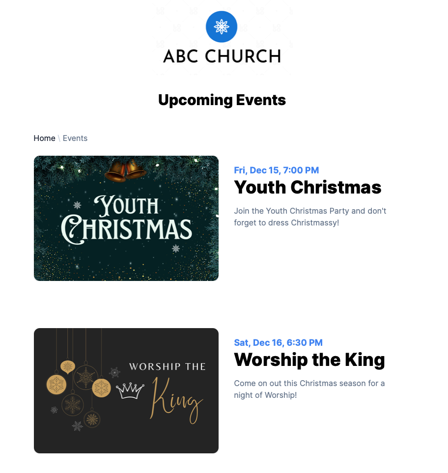 Events Website
