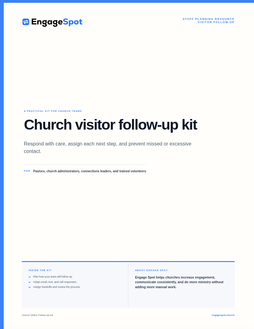 Cover of the Engage Spot Church Visitor Follow-Up Kit